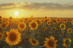 阳光下向日葵秋季丰收场景