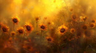 阳光下向日葵秋季丰收场景