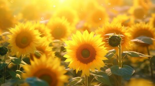 阳光下向日葵秋季丰收场景