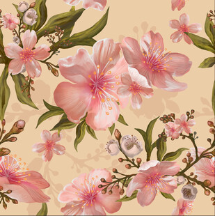 桃花插图矢量素材