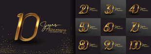 周年庆典金色渐变数字