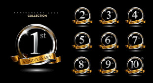 银色质感周年庆典数字