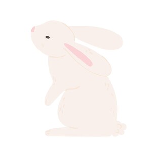 可爱小兔子插画扁平设计纯色背景