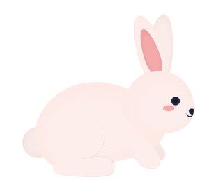 可爱小兔子插画扁平设计纯色背景