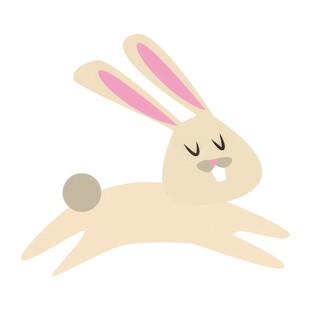 可爱小兔子插画扁平设计纯色背景