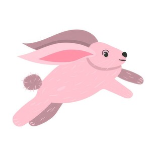 可爱小兔子插画扁平设计纯色背景