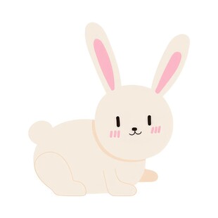 可爱小兔子插画扁平设计纯色背景