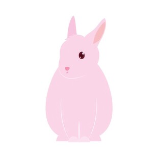 可爱小兔子插画扁平设计纯色背景