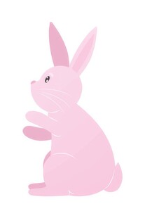 可爱小兔子插画扁平设计纯色背景
