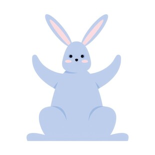 可爱小兔子插画扁平设计纯色背景