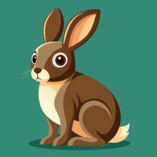可爱小兔子插画扁平设计纯色背景
