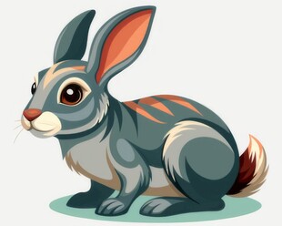 可爱小兔子插画扁平设计纯色背景