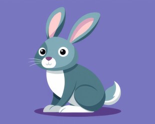 可爱小兔子插画扁平设计纯色背景