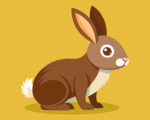 可爱小兔子插画扁平设计纯色背景