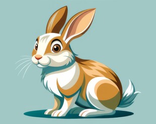 可爱小兔子插画扁平设计纯色背景