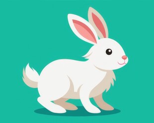 可爱小兔子插画扁平设计纯色背景