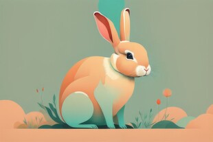 可爱小兔子插画扁平设计纯色背景