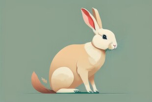 可爱小兔子插画扁平设计纯色背景