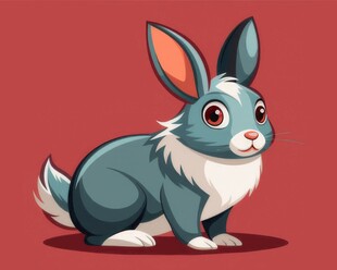 可爱小兔子插画扁平设计纯色背景