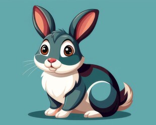 可爱小兔子插画扁平设计纯色背景