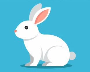 可爱小兔子插画扁平设计纯色背景