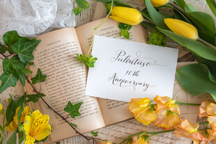 书本鲜花明信片