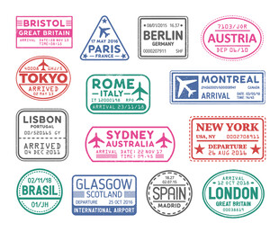 邮戳集合图案矢量模板