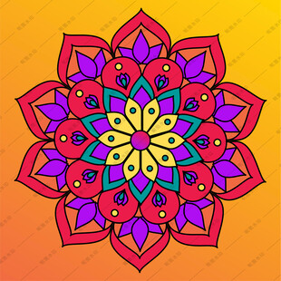 曼陀罗花纹矢量图