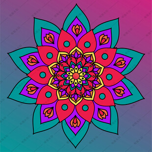 曼陀罗花纹矢量图