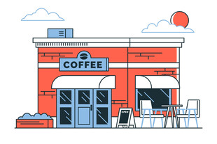 矢量卡通咖啡店
