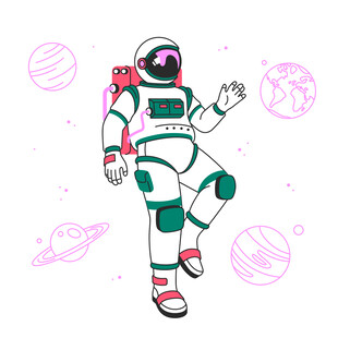 矢量扁平风宇航员