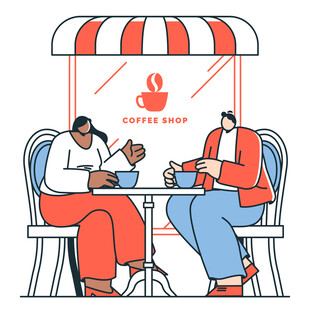 矢量扁平风咖啡店