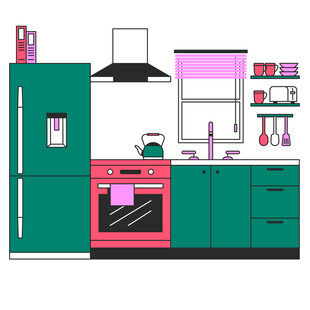 矢量扁平风厨房
