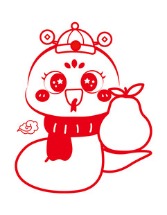 蛇年插画 简笔画线稿 新年图片