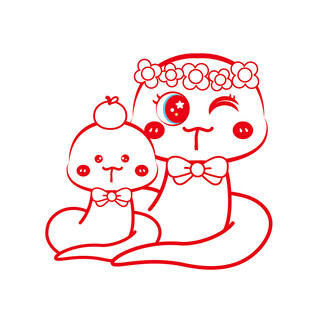 蛇年插画 简笔画线稿 新年图片