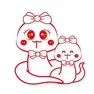 蛇年插画 简笔画线稿 新年图片