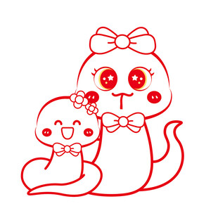 蛇年插画 简笔画线稿 新年图片