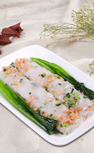 广东美食虾肉青菜肠粉
