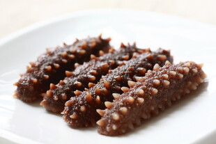 泡发海参白盘白底