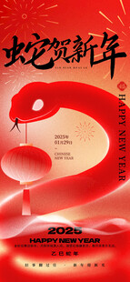 蛇贺新年春节元旦海报