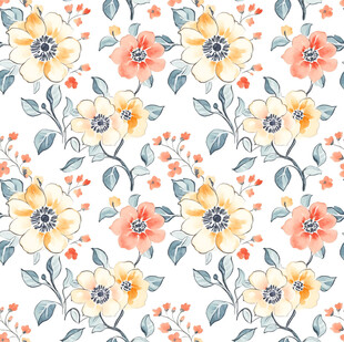 水彩花卉四方连续