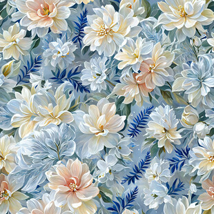 精美油画花卉四方连续