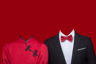 红色旗袍结婚证件照