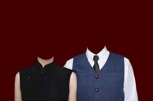 红色背景结婚证件照