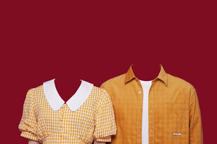 橘黄色结婚证件照