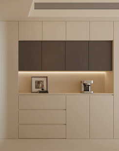 围合高级感装修木作厨房餐边柜子