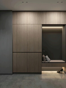 围合高级感装修木作厨房餐边柜子