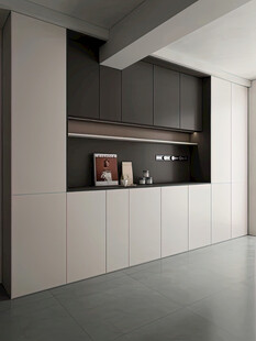 围合高级感装修木作厨房餐边柜子