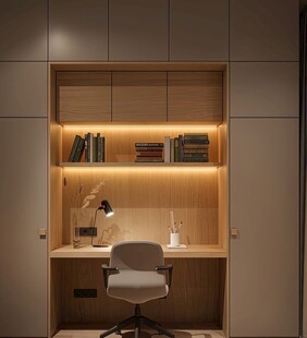 围合高级感装修木作厨房餐边柜子