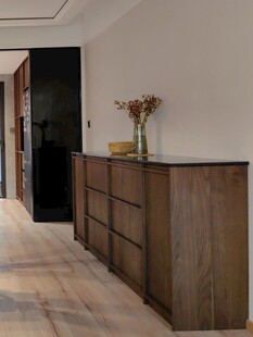 骨骼线胡桃木复古中式风格柜子门